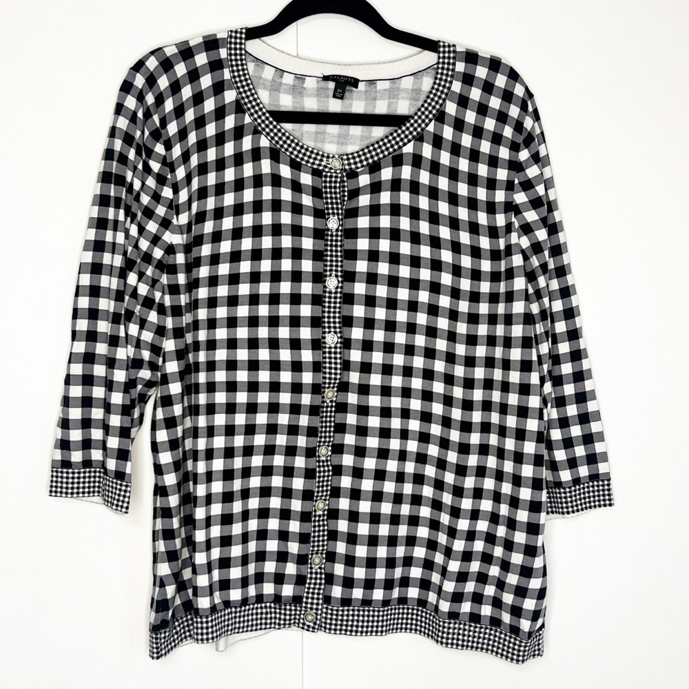 Talbots Gingham Cardigan Sweater Set - Picture 2 of 10